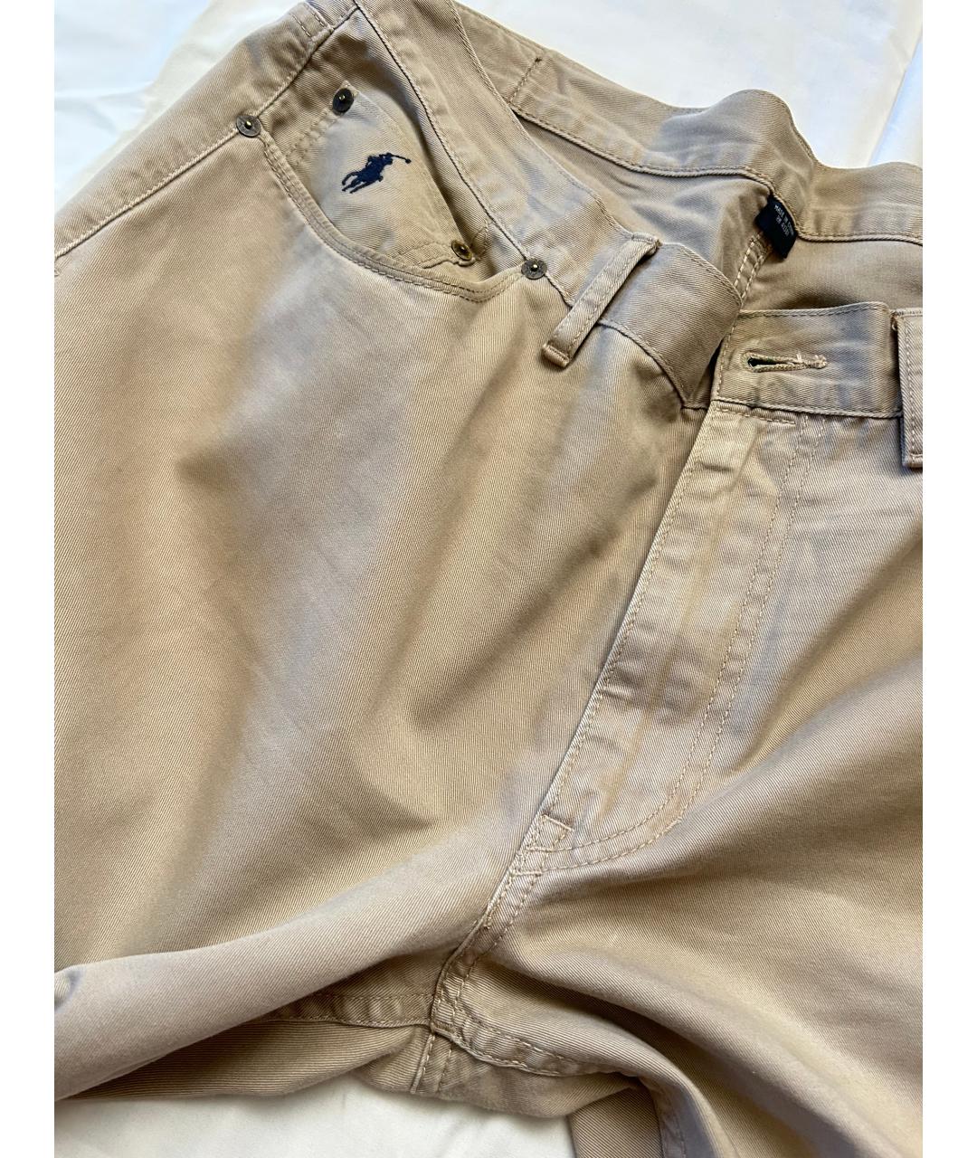 POLO RALPH LAUREN Бежевые хлопковые прямые джинсы, фото 3