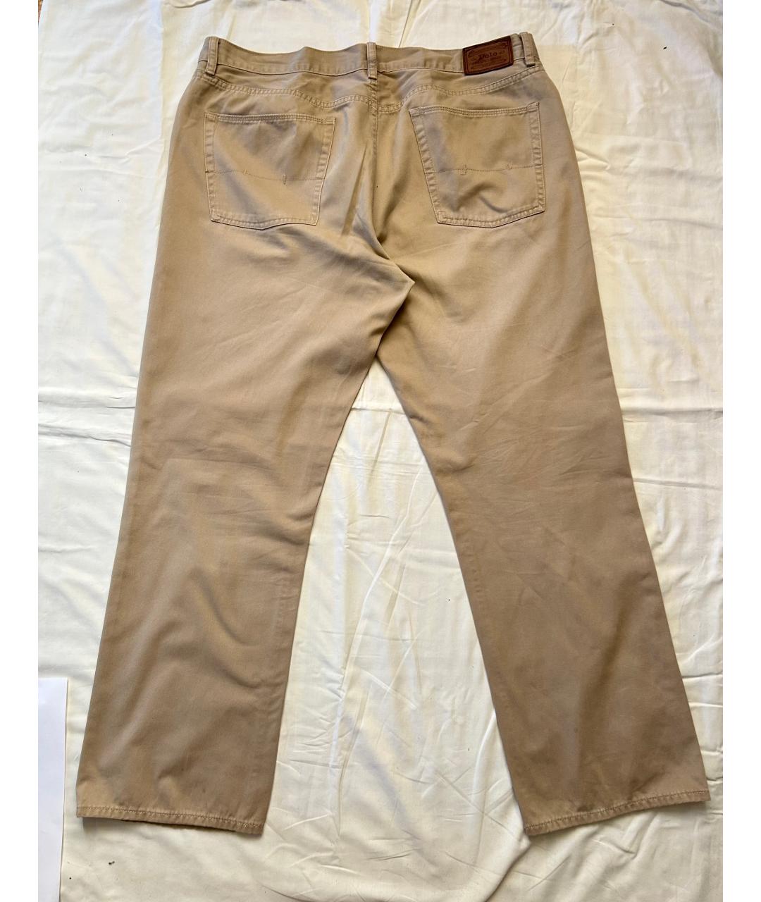 POLO RALPH LAUREN Бежевые хлопковые прямые джинсы, фото 2