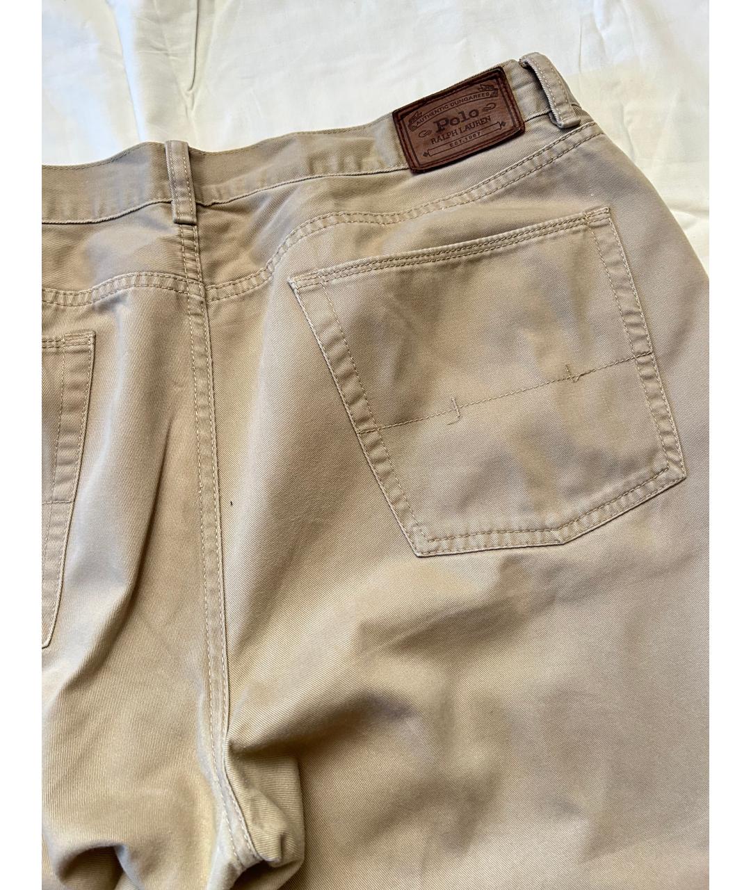 POLO RALPH LAUREN Бежевые хлопковые прямые джинсы, фото 4