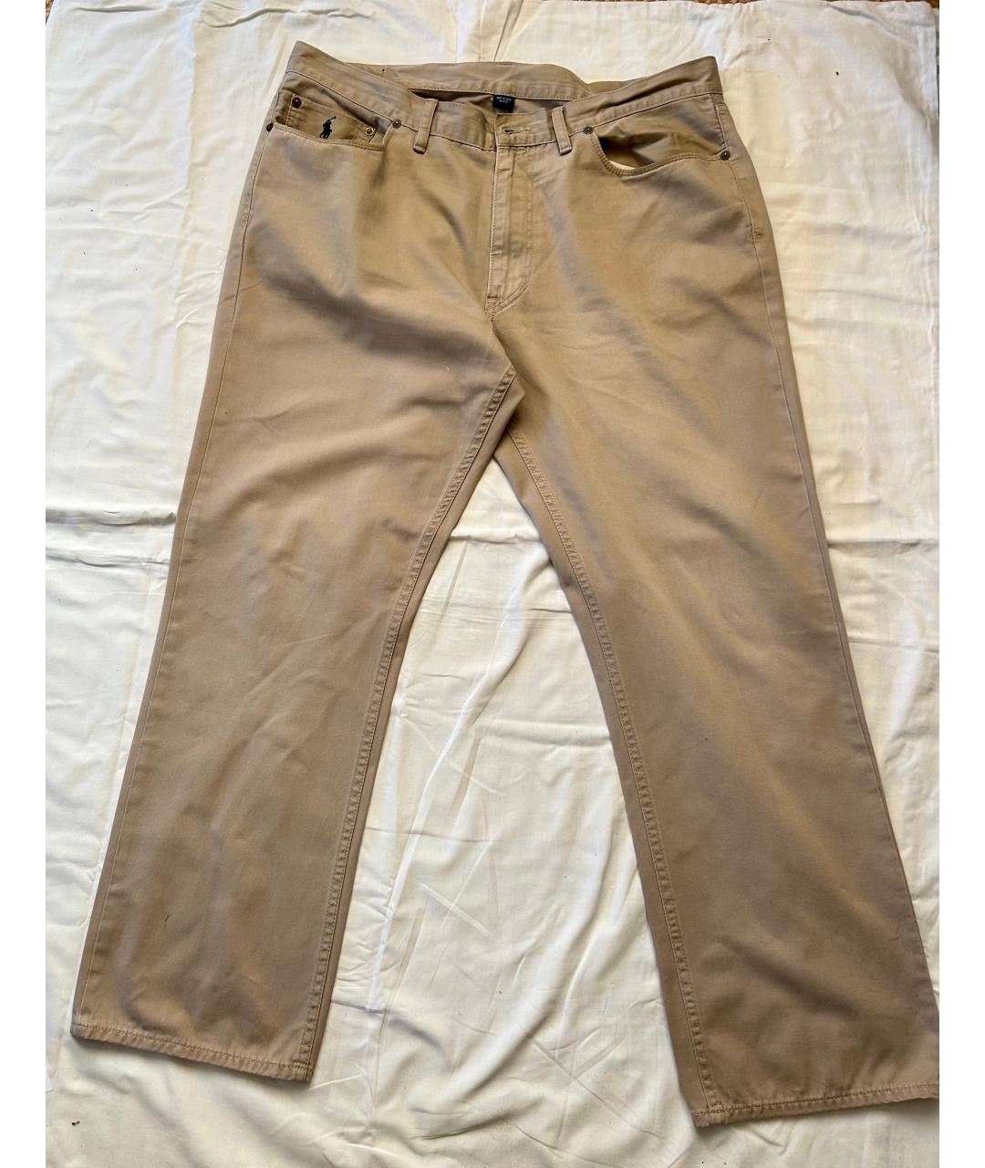 POLO RALPH LAUREN Бежевые хлопковые прямые джинсы, фото 7