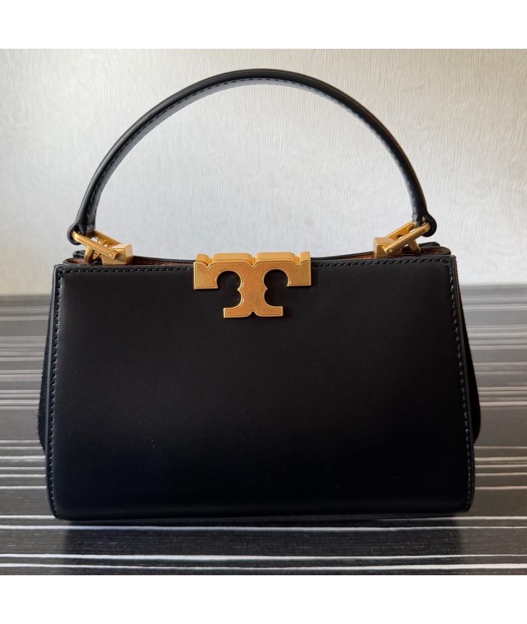 TORY BURCH Черная кожаная сумка с короткими ручками, фото 8