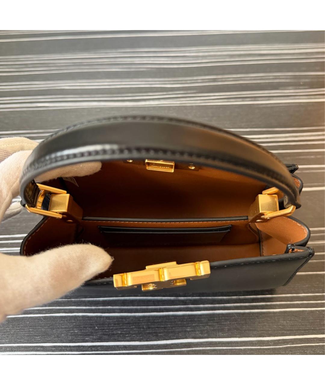 TORY BURCH Черная кожаная сумка с короткими ручками, фото 4