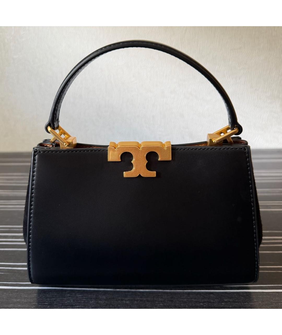 TORY BURCH Черная кожаная сумка с короткими ручками, фото 3