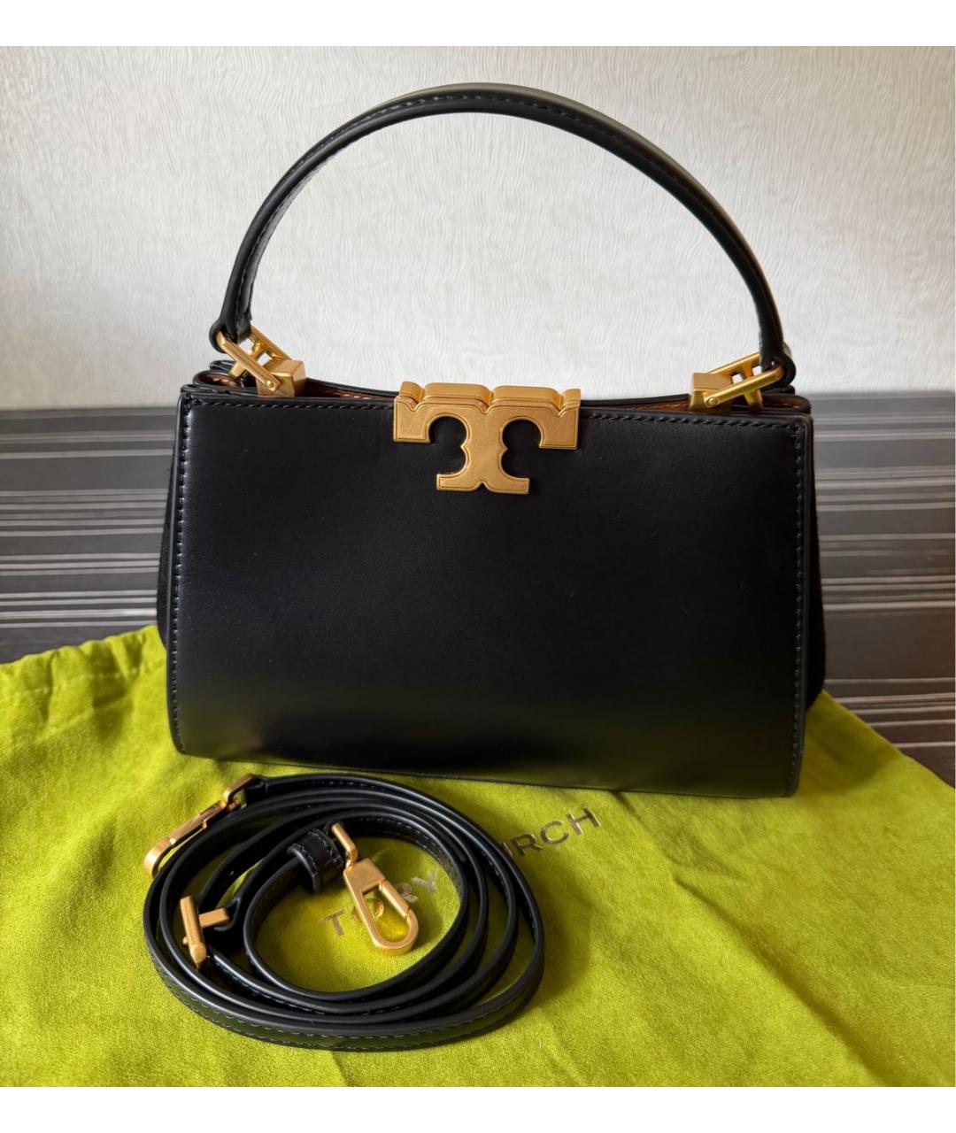 TORY BURCH Черная кожаная сумка с короткими ручками, фото 5