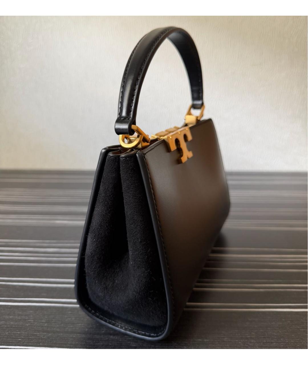 TORY BURCH Черная кожаная сумка с короткими ручками, фото 2