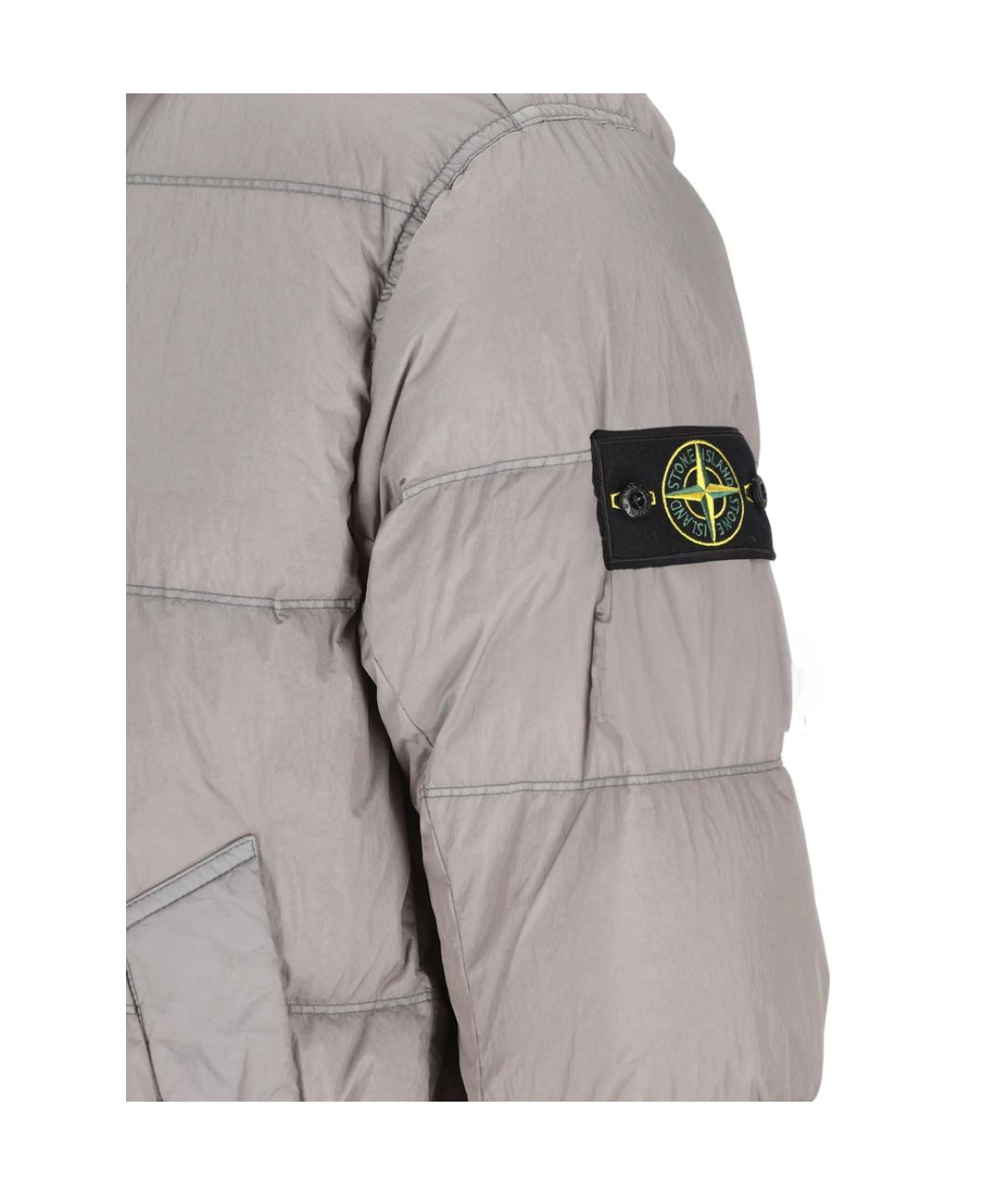 STONE ISLAND Серый полиамидовый пуховик, фото 3