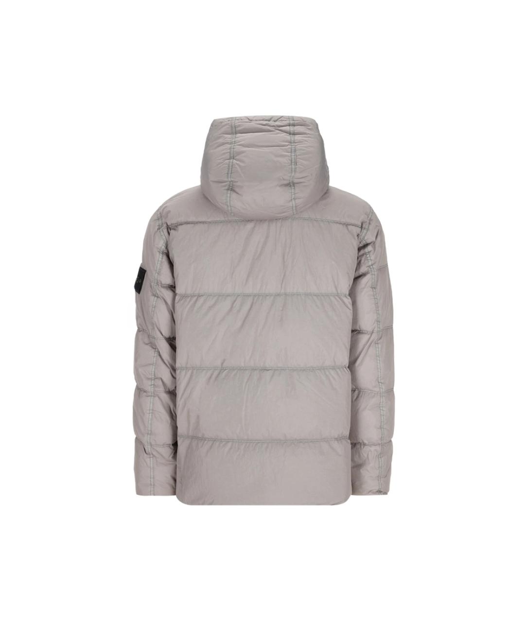 STONE ISLAND Серый полиамидовый пуховик, фото 4