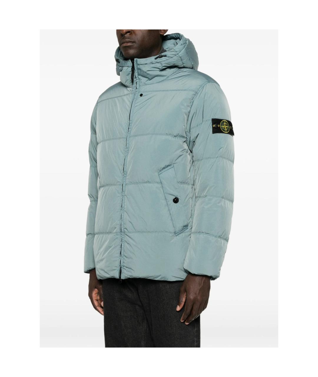 STONE ISLAND Голубой полиамидовый пуховик, фото 3