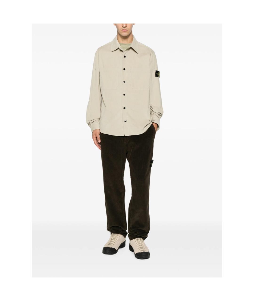 STONE ISLAND Бежевая хлопковая кэжуал рубашка, фото 2