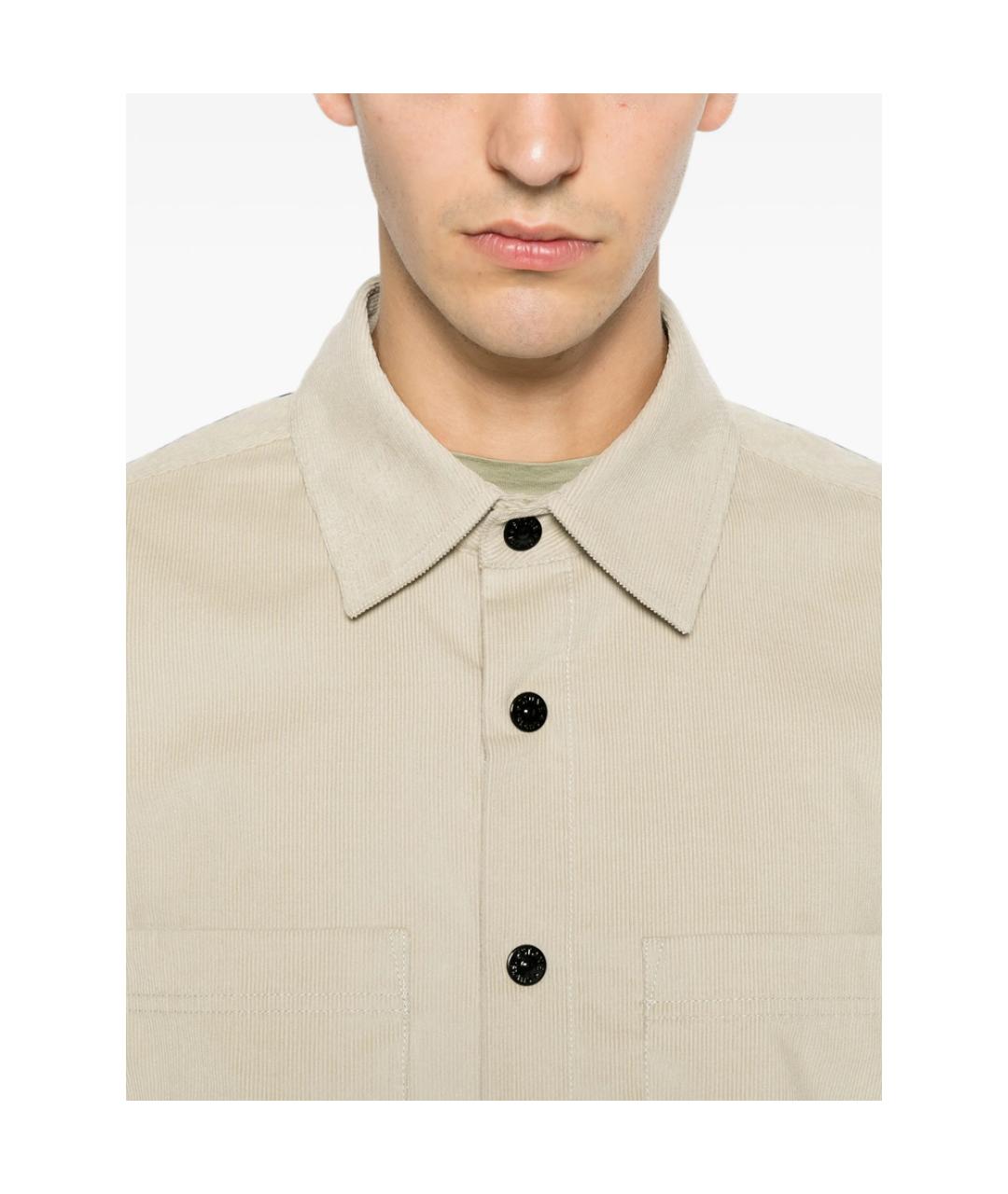 STONE ISLAND Бежевая хлопковая кэжуал рубашка, фото 4