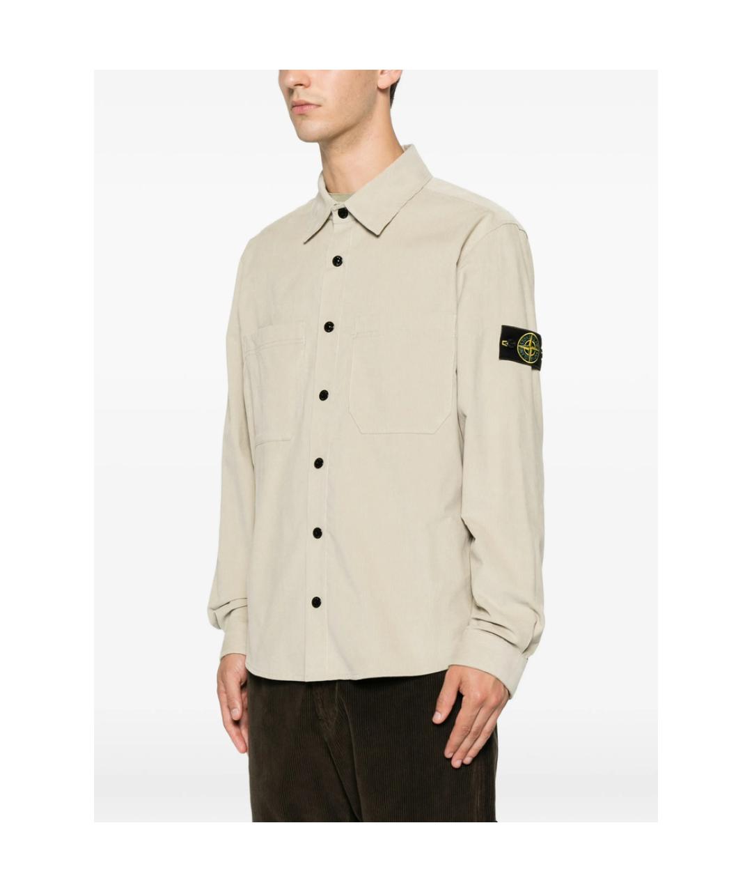 STONE ISLAND Бежевая хлопковая кэжуал рубашка, фото 5