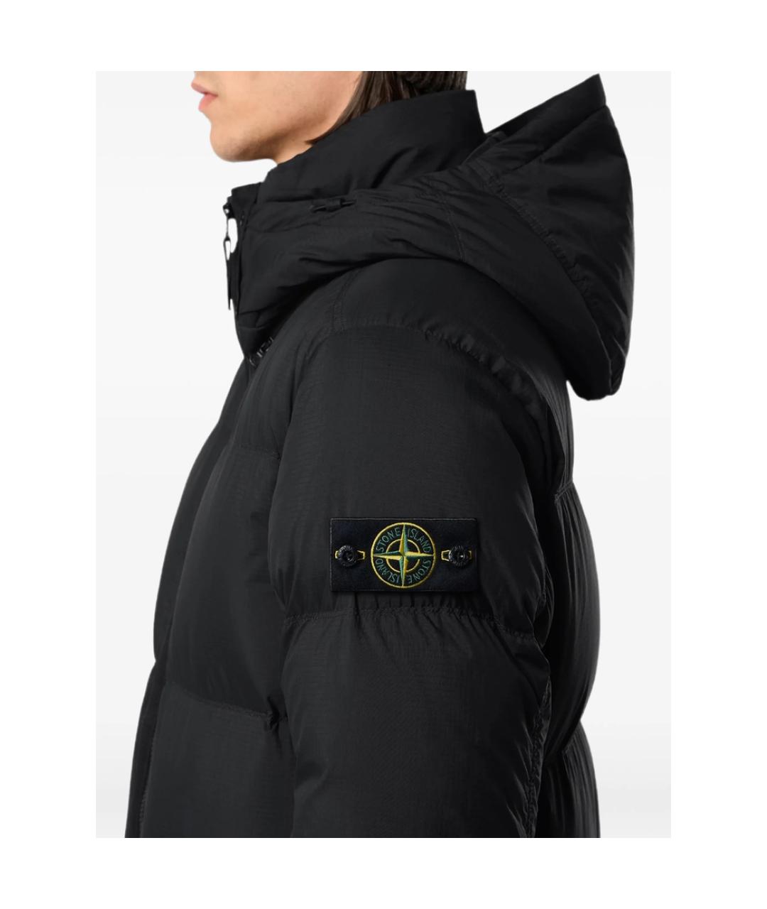 STONE ISLAND Черный полиамидовый пуховик, фото 3