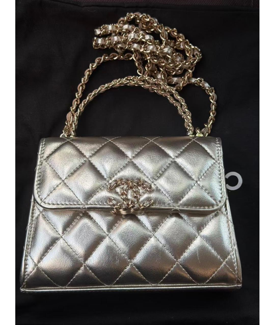 CHANEL Серебряная кожаная сумка через плечо, фото 3
