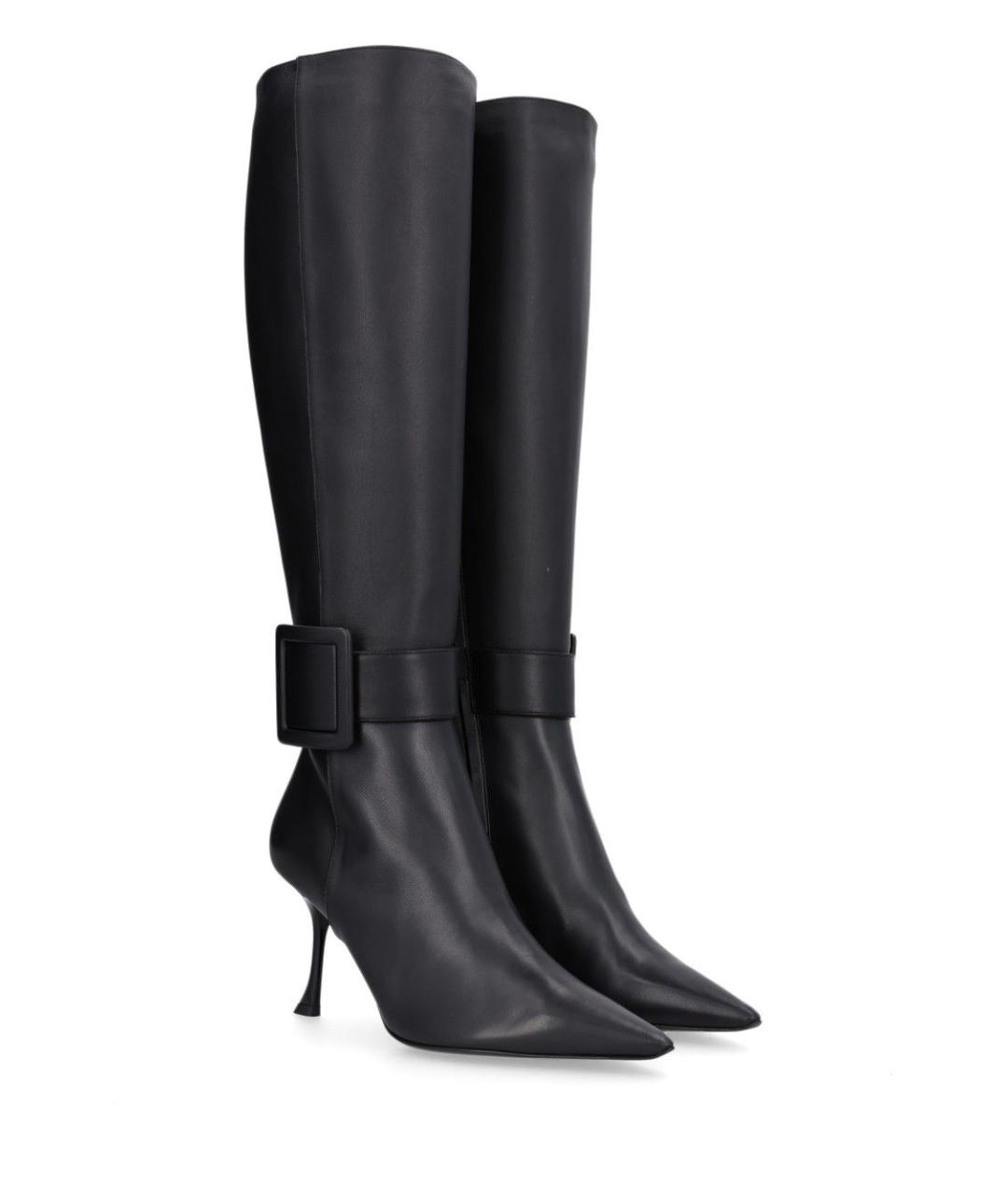 ROGER VIVIER Черные кожаные сапоги, фото 2