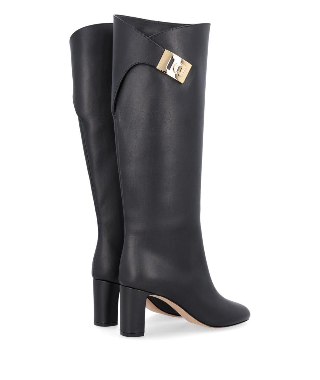 FERRAGAMO Черные кожаные сапоги, фото 3