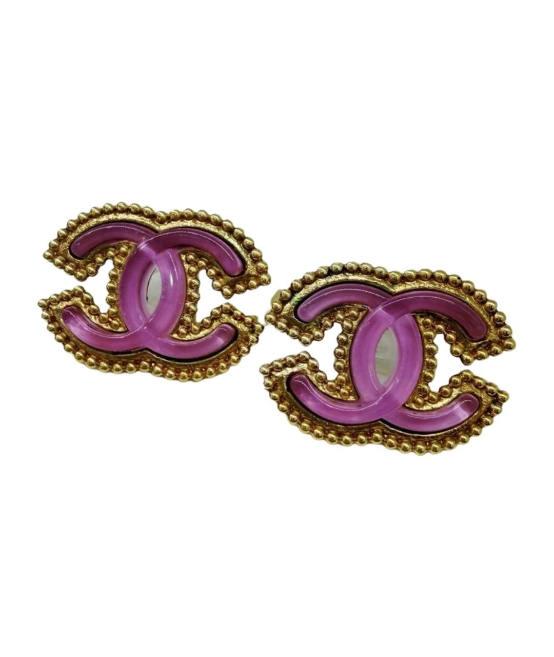 CHANEL Розовые металлические серьги, фото 1