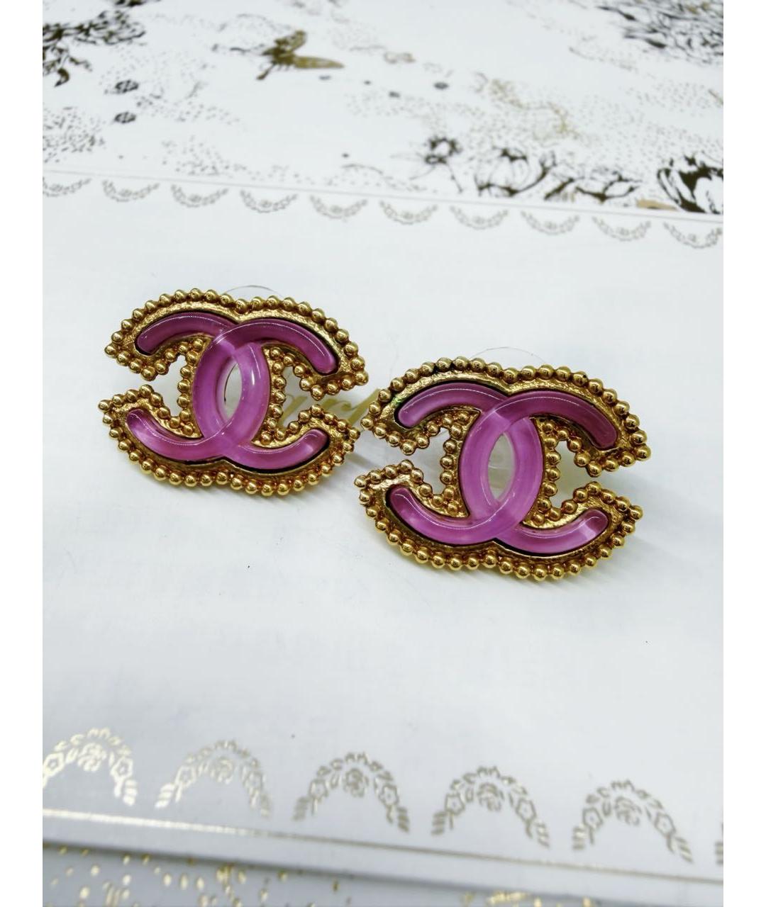CHANEL Розовые металлические серьги, фото 6