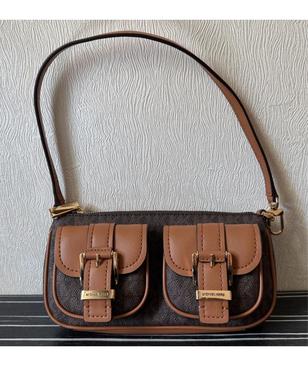 MICHAEL KORS Коричневая сумка с короткими ручками из канвы, фото 6