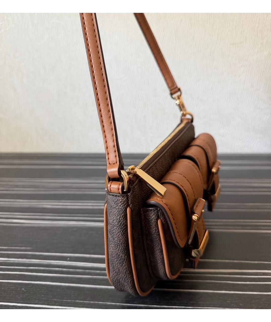MICHAEL KORS Коричневая сумка с короткими ручками из канвы, фото 2