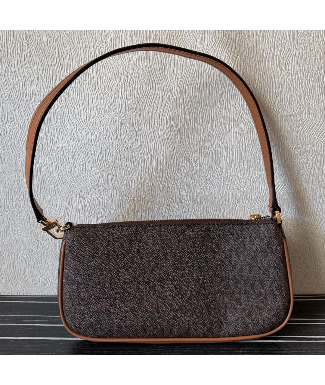 MICHAEL KORS Коричневая сумка с короткими ручками из канвы, фото 3
