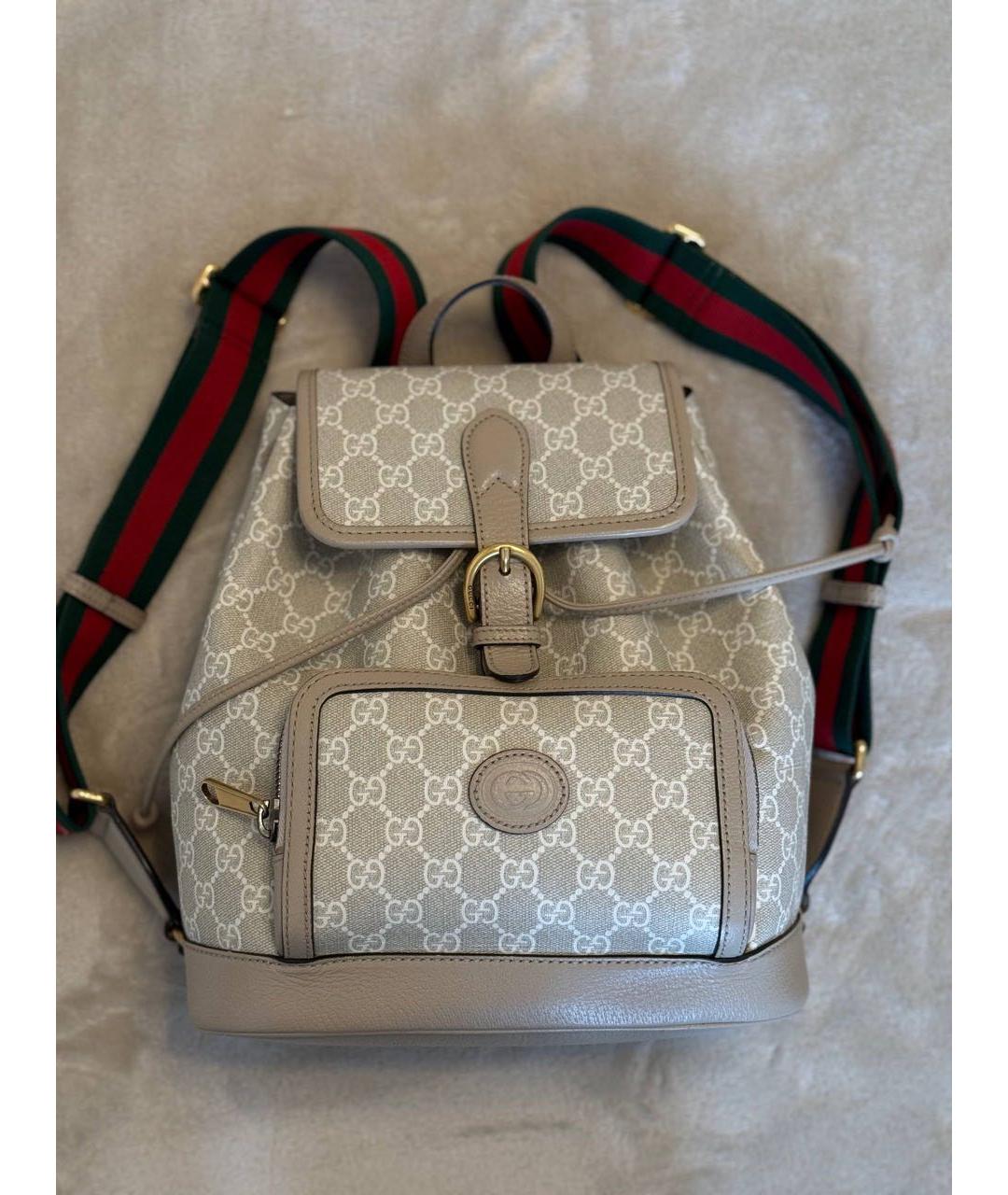 GUCCI Бежевый кожаный рюкзак, фото 6