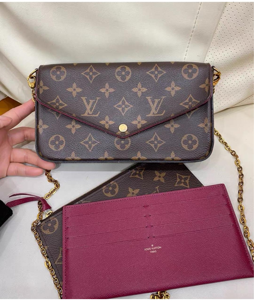 LOUIS VUITTON Коричневая кожаная сумка через плечо, фото 9