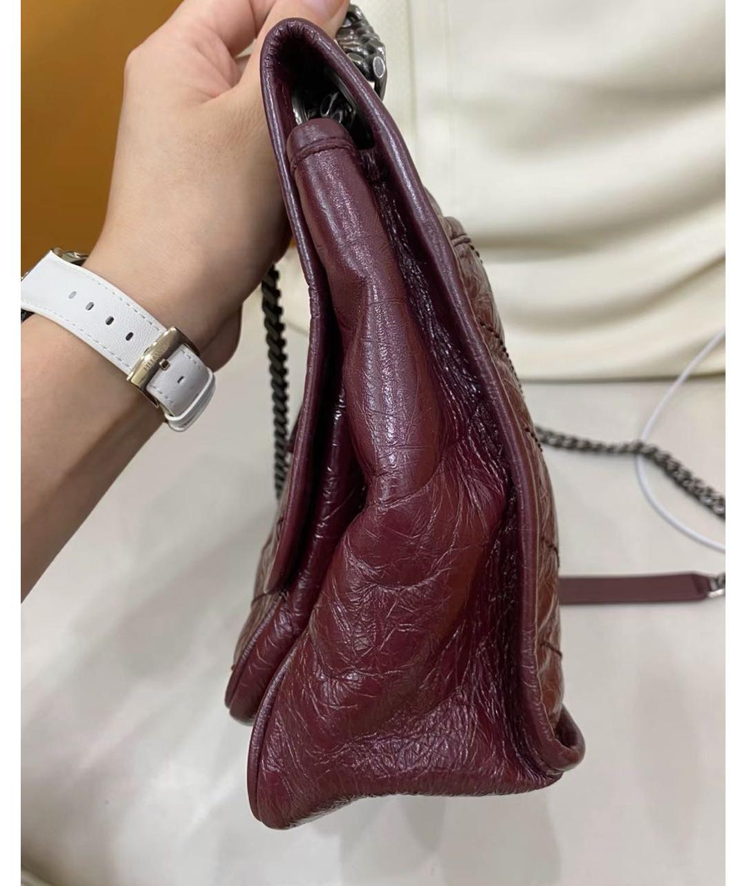 SAINT LAURENT Бордовая кожаная сумка через плечо, фото 4