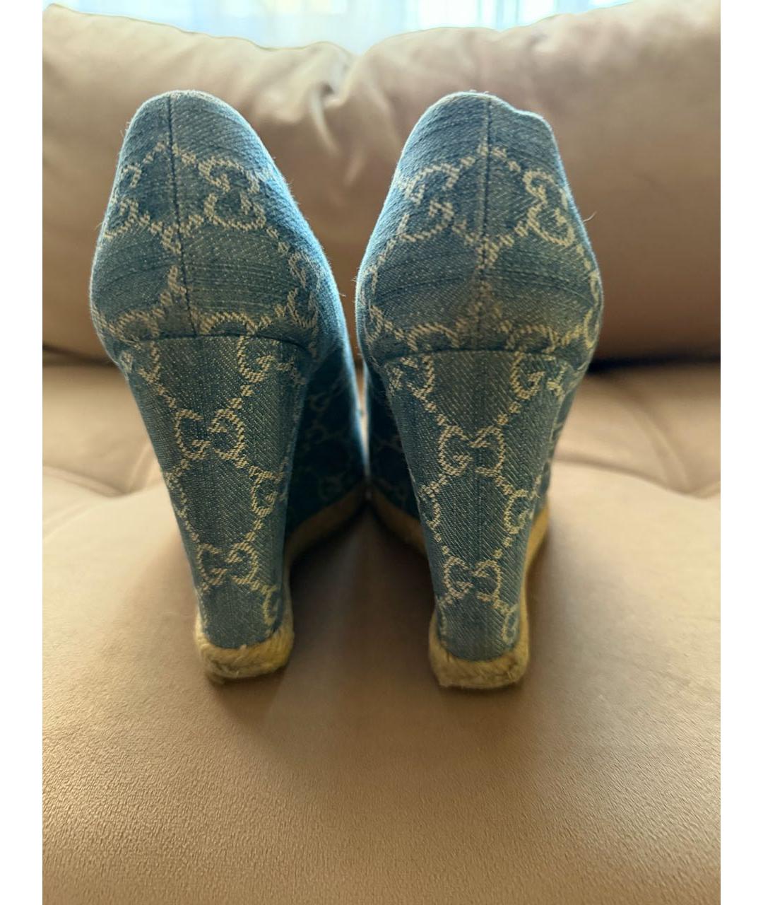GUCCI Голубые босоножки, фото 4