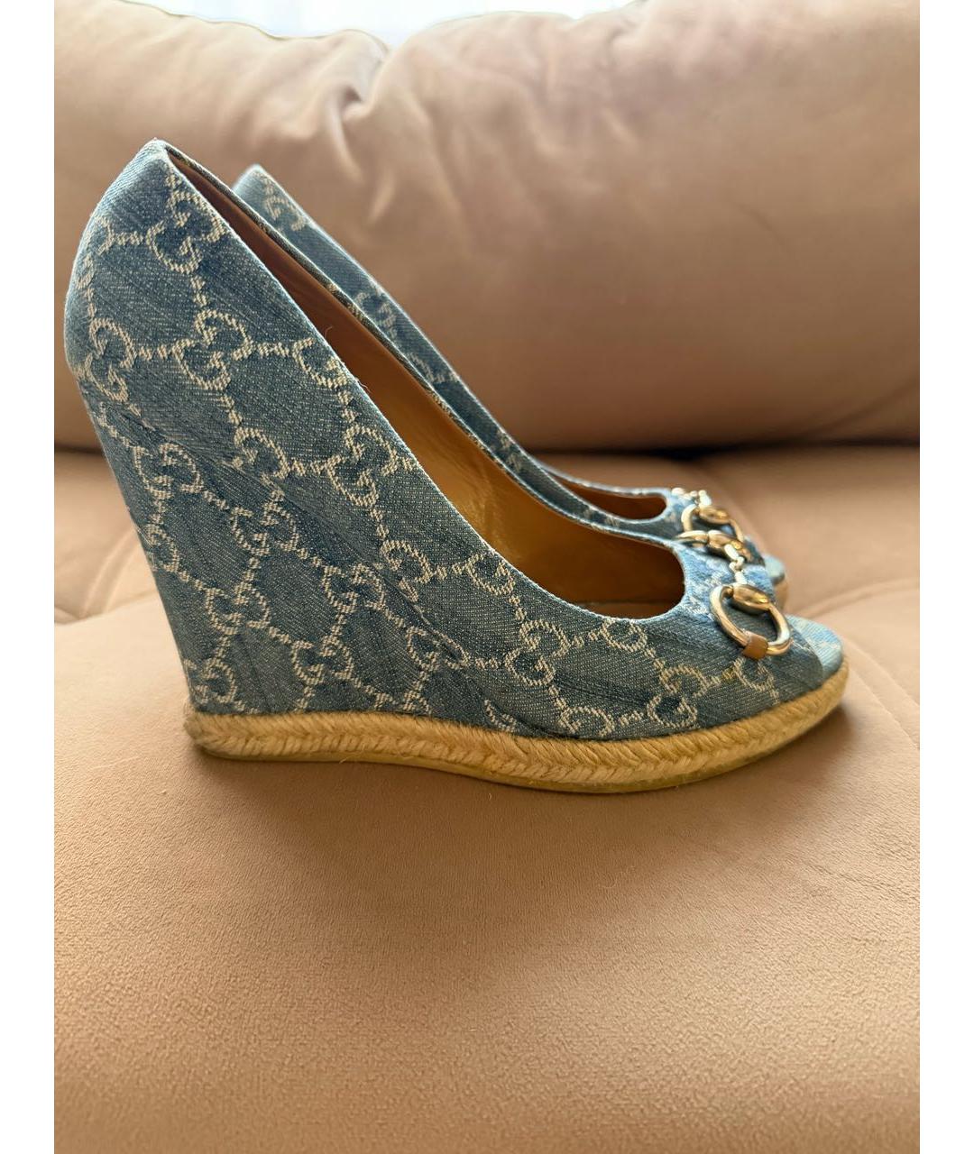 GUCCI Голубые босоножки, фото 5