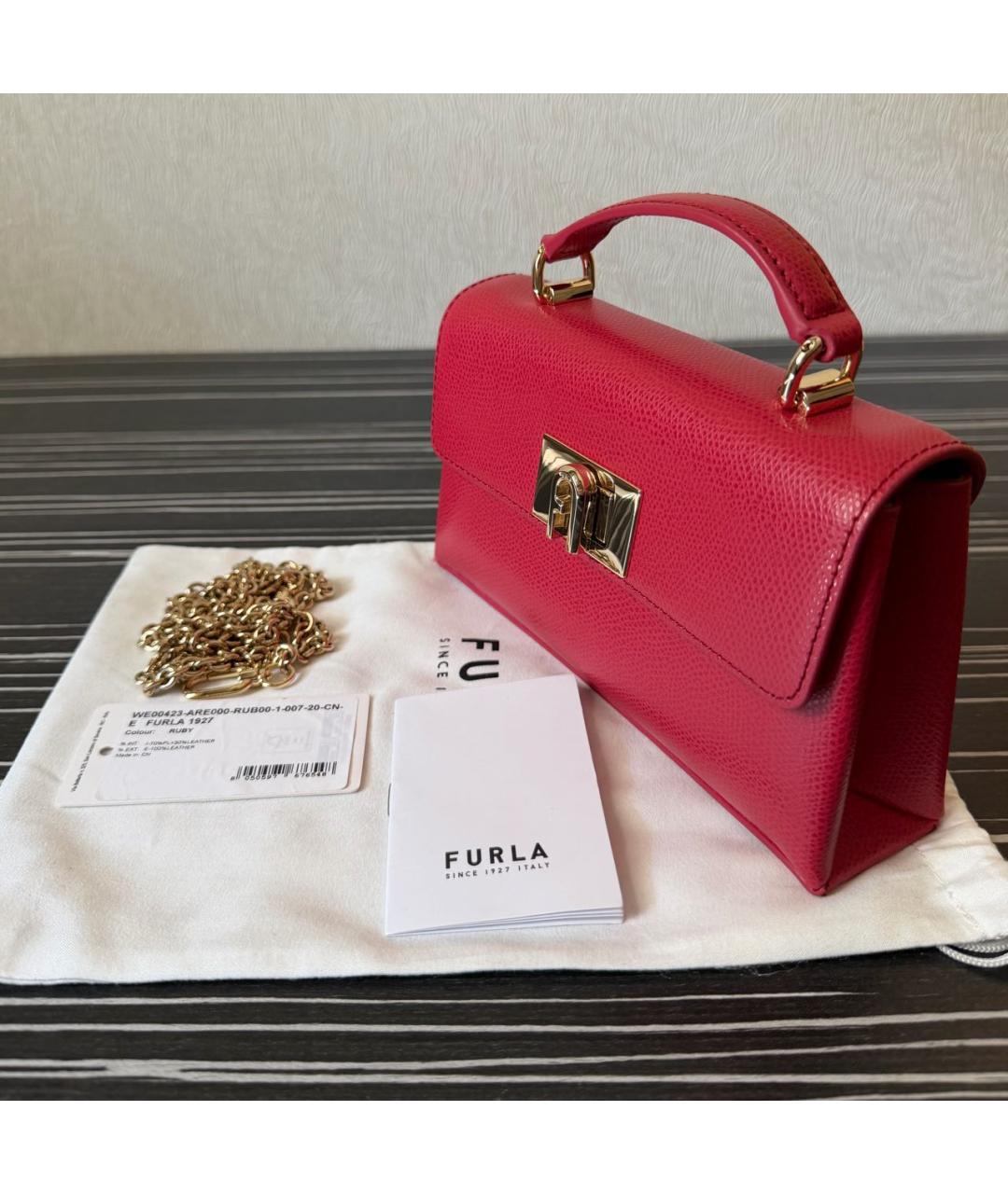 FURLA Красная кожаная сумка через плечо, фото 5