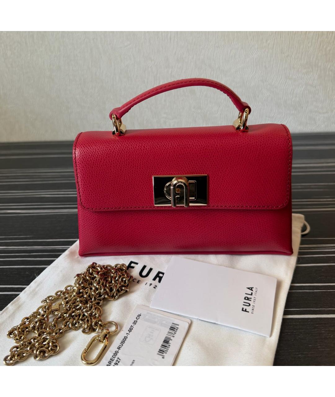 FURLA Красная кожаная сумка через плечо, фото 6