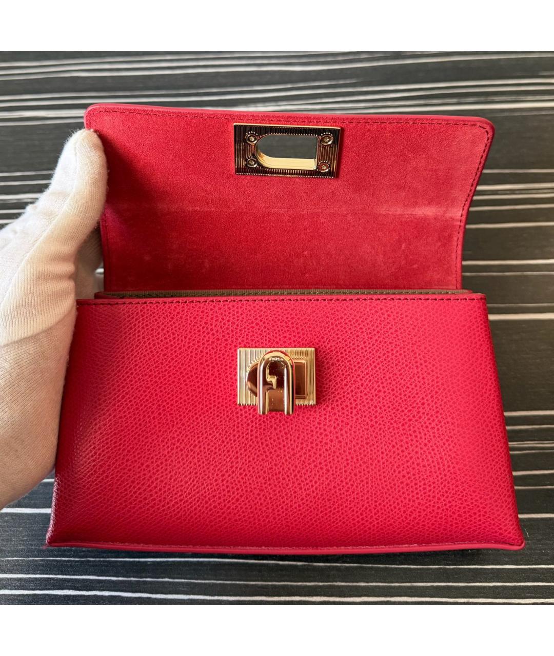 FURLA Красная кожаная сумка через плечо, фото 4