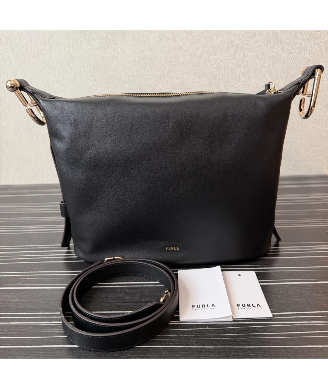 FURLA Черная кожаная сумка через плечо, фото 4