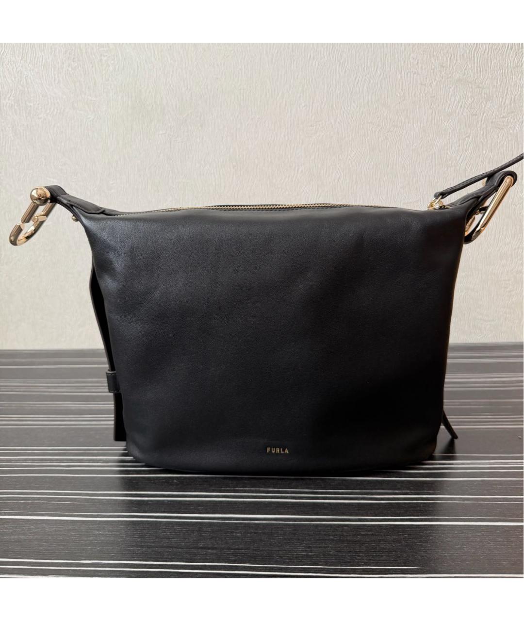 FURLA Черная кожаная сумка через плечо, фото 5