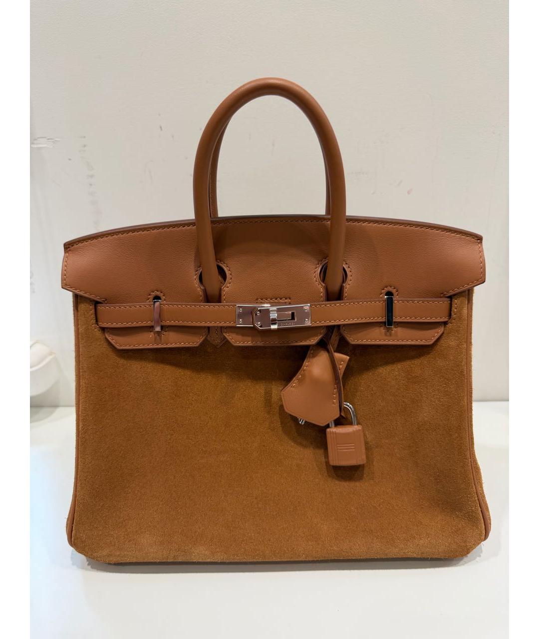 HERMES Коричневая сумка с короткими ручками из экзотической кожи, фото 5