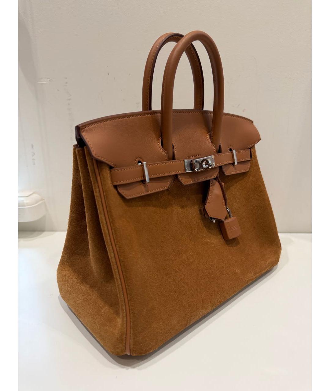 HERMES Коричневая сумка с короткими ручками из экзотической кожи, фото 2