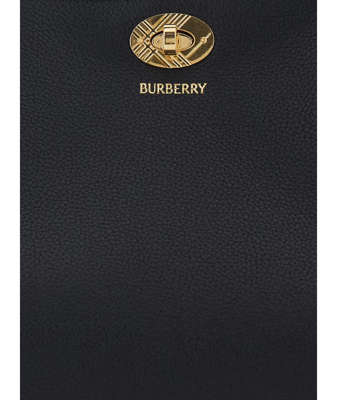 BURBERRY Черная кожаная сумка тоут, фото 3