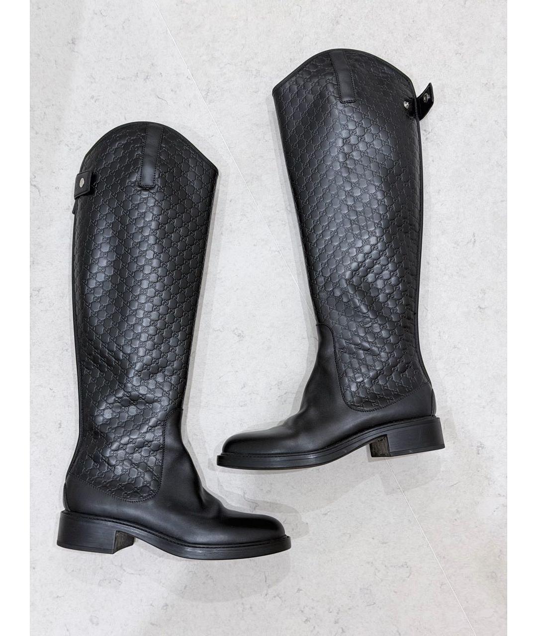 GUCCI Черные кожаные сапоги, фото 2