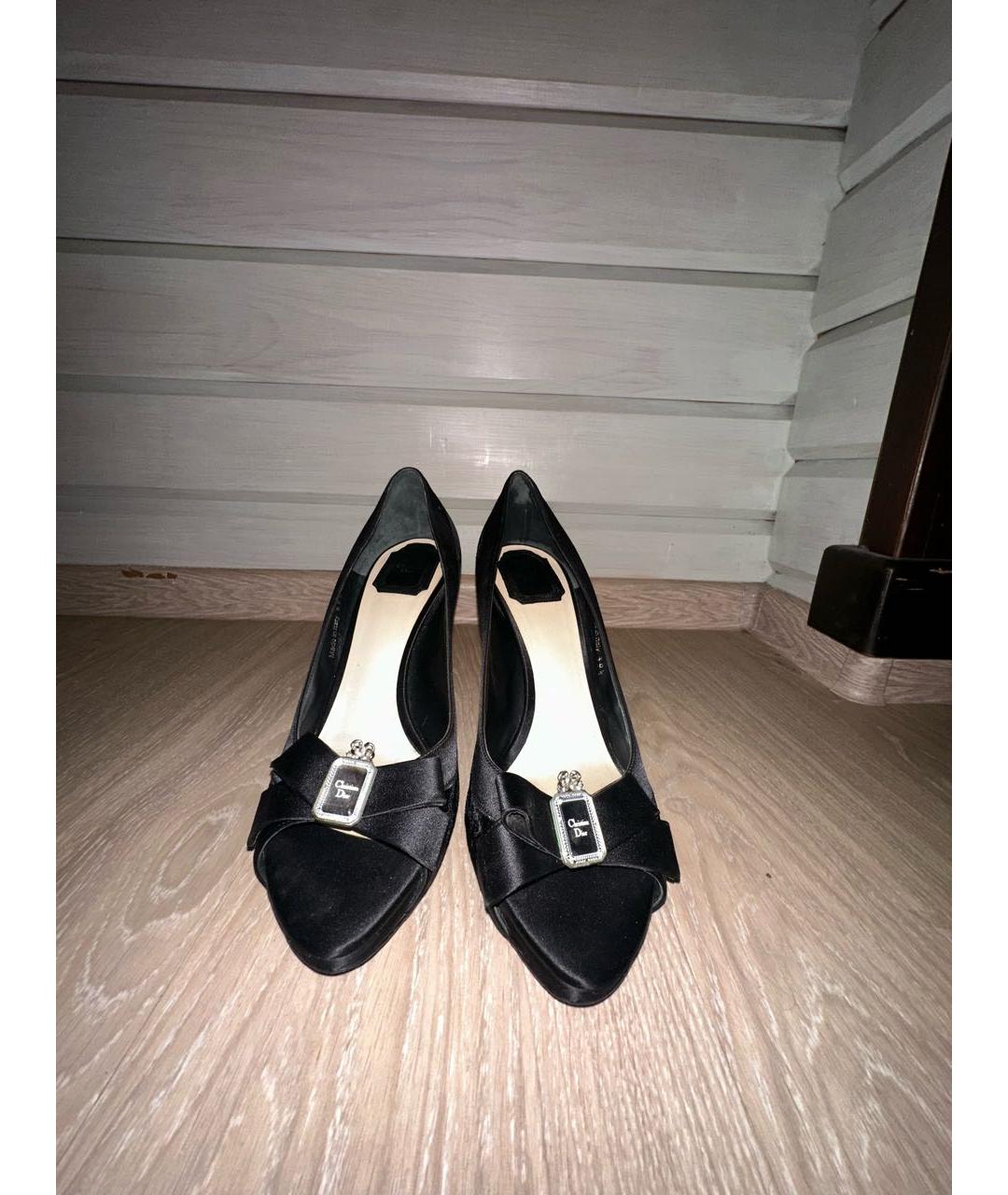 CHRISTIAN DIOR Черные бархатные босоножки, фото 2