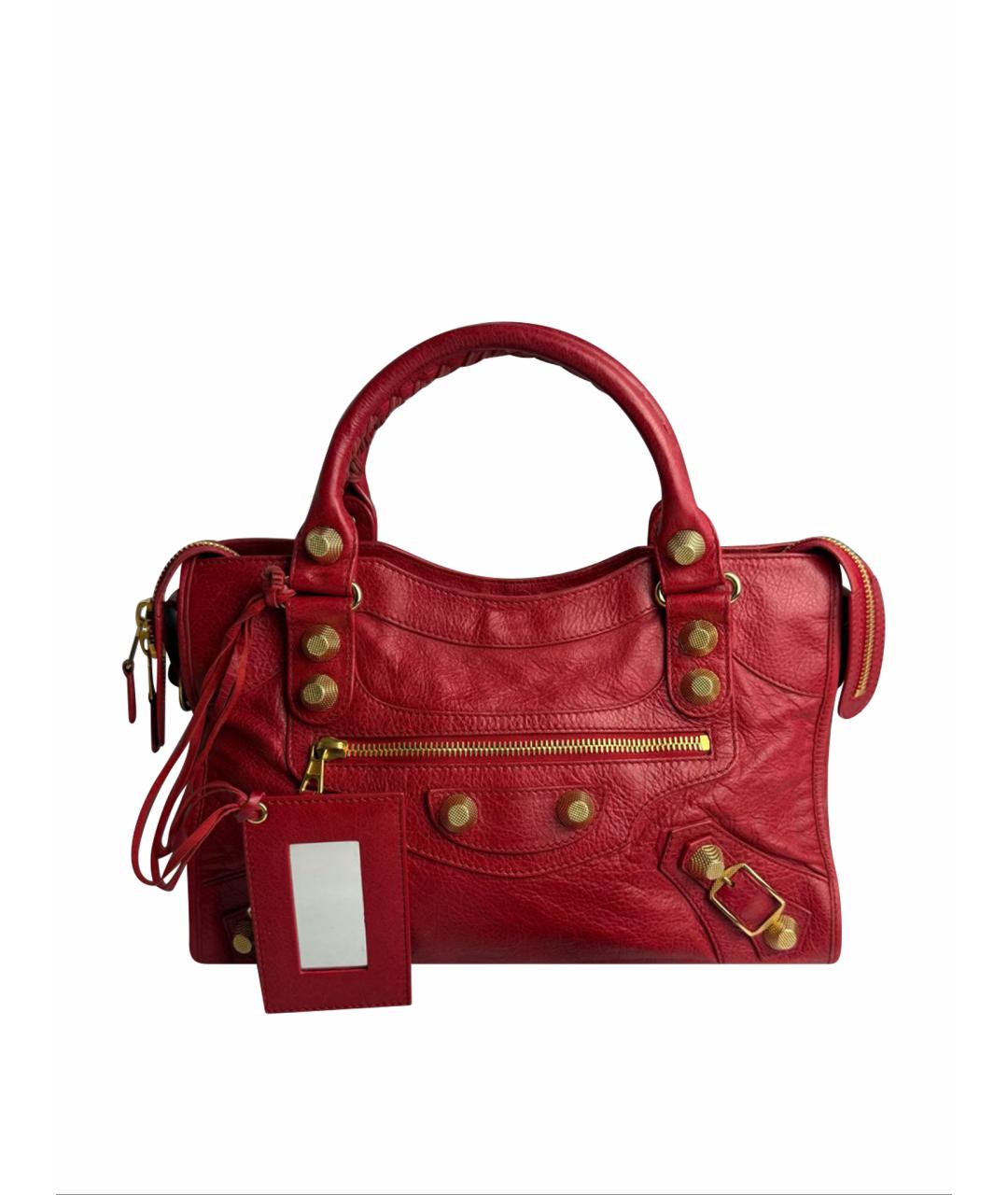 BALENCIAGA Красная кожаная сумка с короткими ручками, фото 1