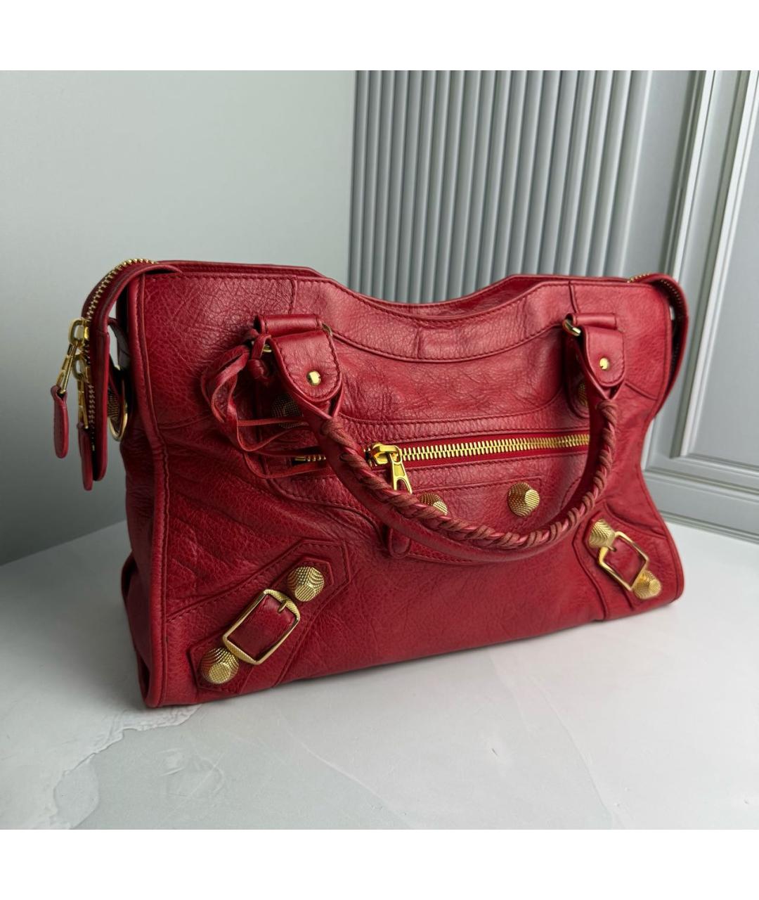 BALENCIAGA Красная кожаная сумка с короткими ручками, фото 8