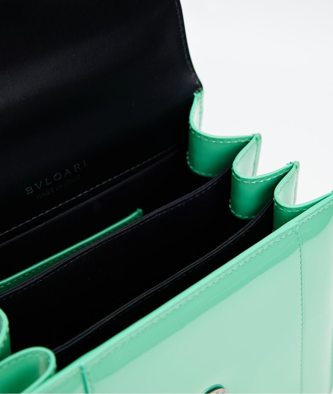 BVLGARI Бирюзовая кожаная сумка с короткими ручками, фото 6
