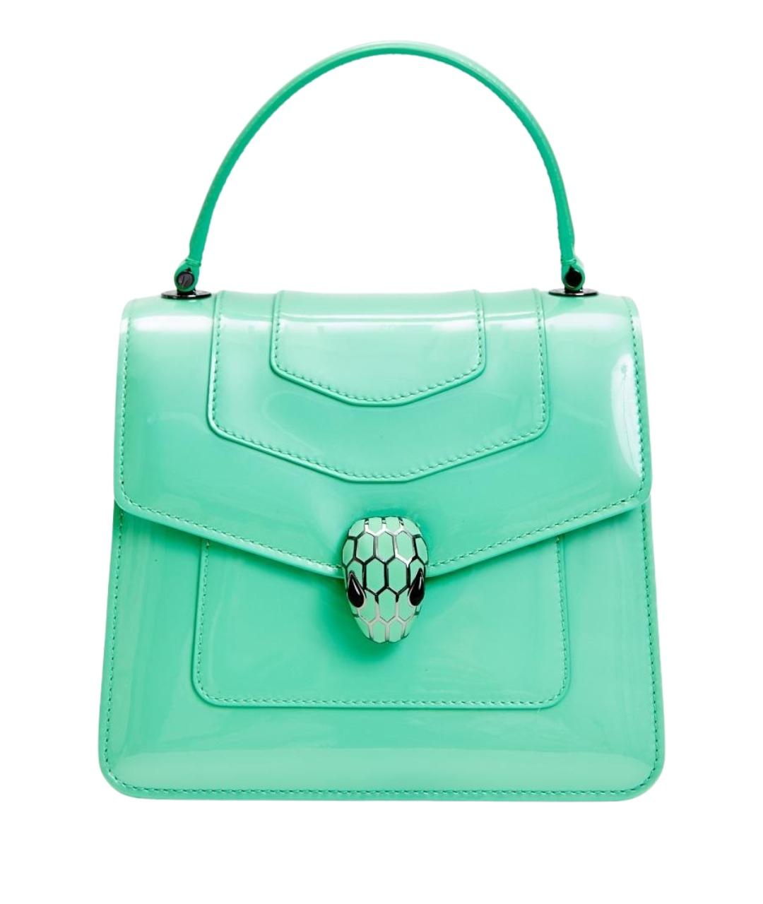 BVLGARI Бирюзовая кожаная сумка с короткими ручками, фото 1