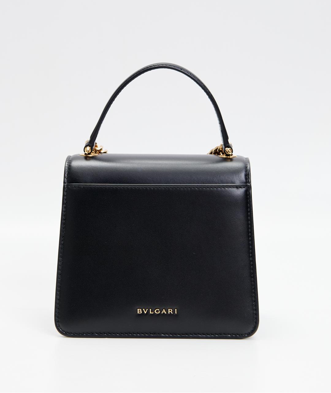 BVLGARI Черная кожаная сумка с короткими ручками, фото 3
