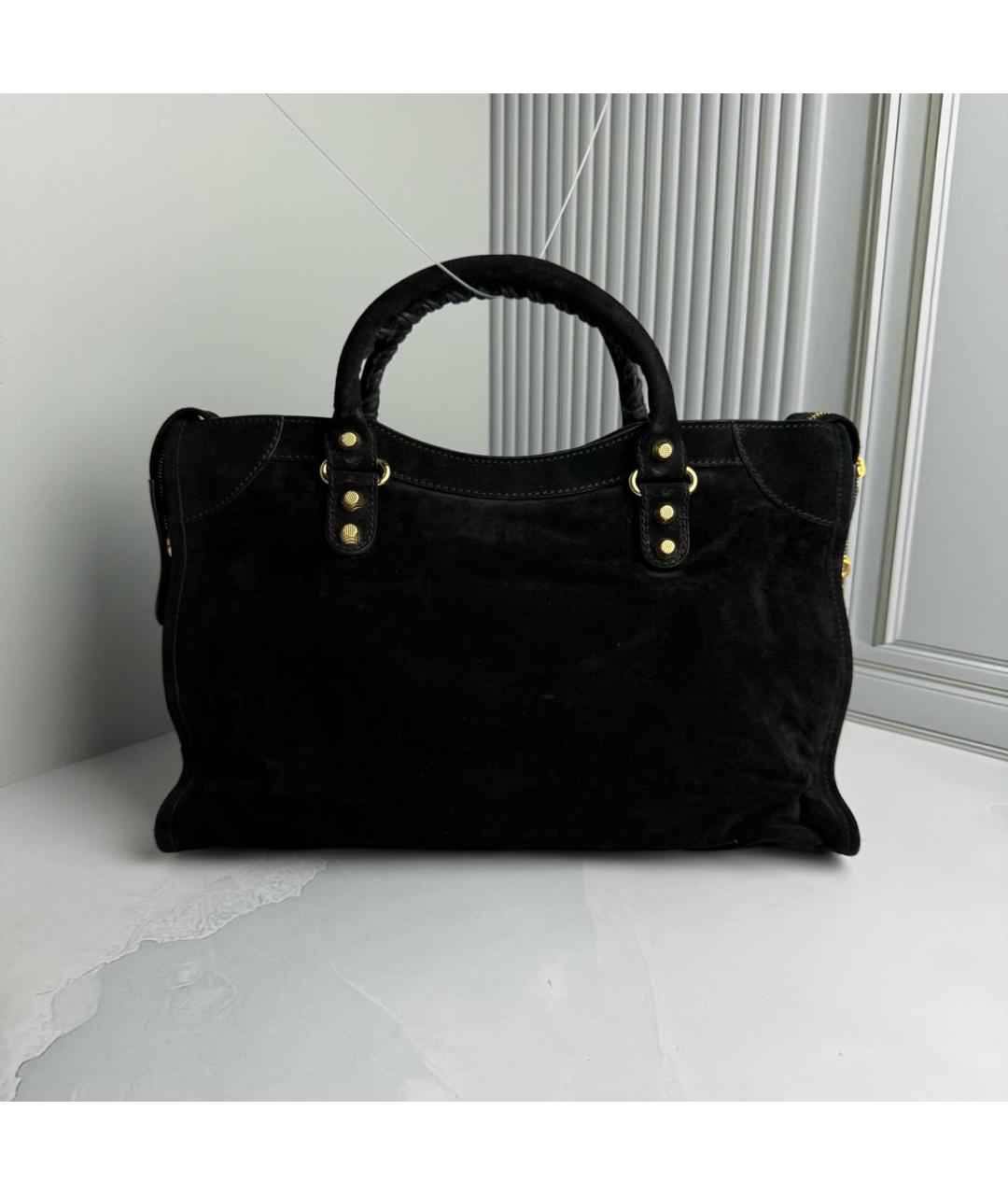 BALENCIAGA Черная замшевая сумка с короткими ручками, фото 3