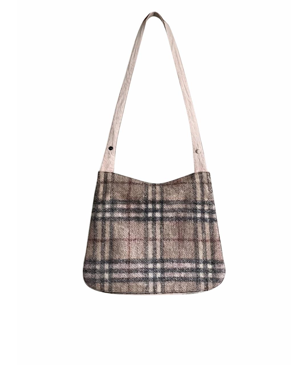 BURBERRY Бежевая шерстяная сумка через плечо, фото 1