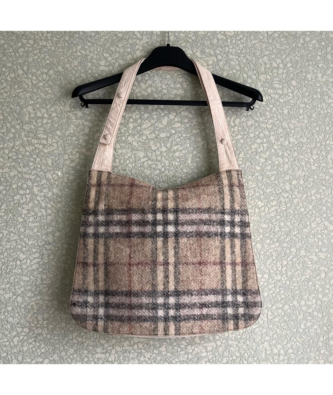 BURBERRY Бежевая шерстяная сумка через плечо, фото 2