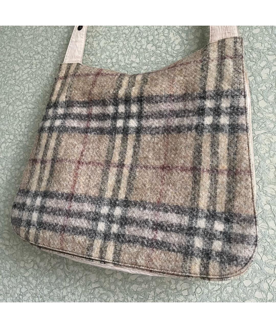 BURBERRY Бежевая шерстяная сумка через плечо, фото 4