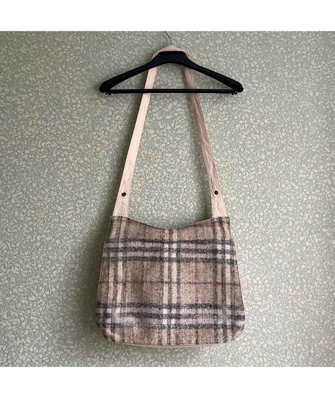 BURBERRY Бежевая шерстяная сумка через плечо, фото 3