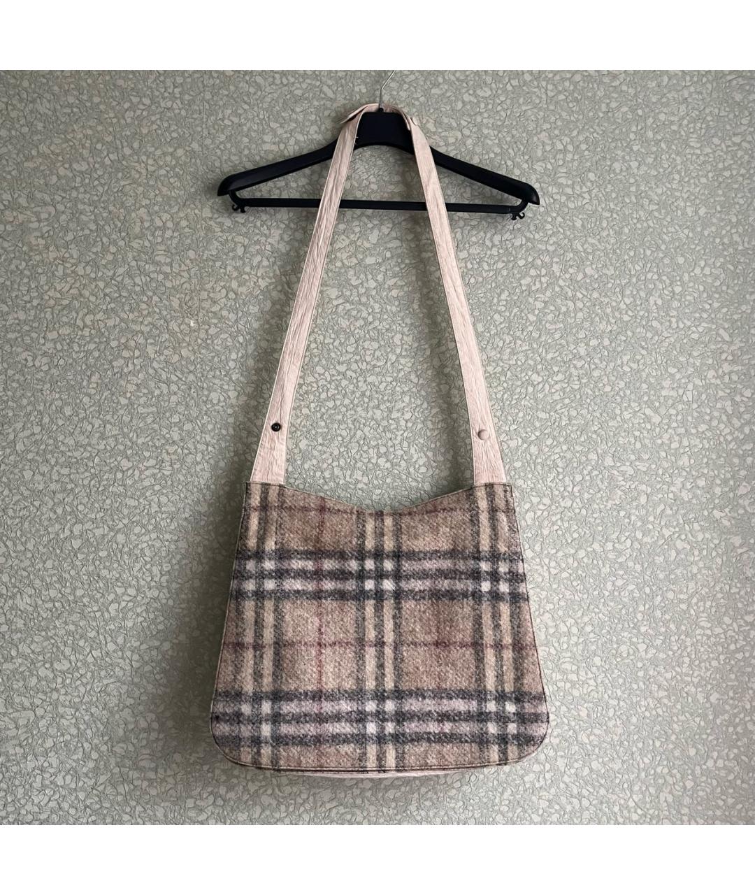BURBERRY Бежевая шерстяная сумка через плечо, фото 9